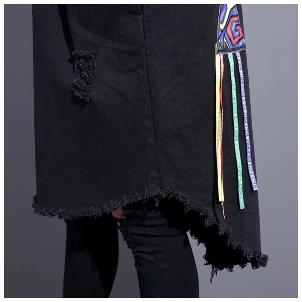 Black Graphic Back Denim Jacket - Picture 5 of 8